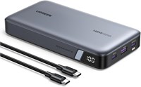 Портативное зарядное устройство UGREEN Power Bank 25000 мАч 145 Вт для ноутбука с 3 выходными портами USB C, быстрой зарядкой, интеллектуальным цифровым дисплеем, аккумулятор для iPhone 16 серии, Samsung S25U, MacBook, Dell, iPad, AirPods и т. д. 1000006177