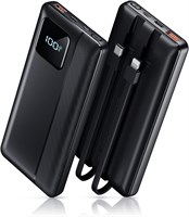 Портативное зарядное устройство Garlo Power Bank 10000 мАч 22,5 Вт, быстрая зарядка, мини-порт со встроенными кабелями USB C и IOS, аккумулятор для мобильных телефонов iPhone, Android, iPad, Samsung, Google Pixel, LG 1000006228