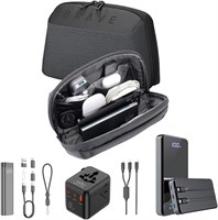 Дорожный набор Brave, дорожные аксессуары Tech Pouch 5-в-1, внешний аккумулятор ёмкостью 12 000 мА·ч, универсальный дорожный адаптер с быстрым зарядным устройством GaN 20 Вт, кабели USB-C и Lightning 2-в-1, многофункциональный набор 9-в-1 (BTK-01) 1000006245