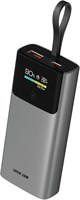 Внешний аккумулятор Green Lion Voltura 10000 мА·ч, быстрая зарядка PD 20 Вт, TFT-дисплей, лёгкий и стильный дизайн, выход USB-A QC 22,5 Вт, широкая совместимость, встроенный кабель USB-C с ремешком - серый 1000006257