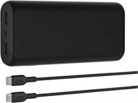 Компактный внешний аккумулятор Belkin Fast Charge 20K с тремя портами и питанием 20 Вт. Портативное зарядное устройство для iPhone 16/15/14/13/12, AirPods, Samsung Galaxy, Pixel и других устройств. Удобный дизайн для путешествий с 12-дюймовым кабелем USB- 1000006265