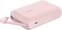 Belkin Fast Charge, портативное зарядное устройство со встроенным кабелем 10K PD 20 Вт — быстрая зарядка с функцией C Power Delivery, быстрая зарядка iPhone 16 серии, iPad Pro, Galaxy S24 и других устройств 1000006277
