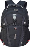 Роскошный рюкзак Swiss Military с отделением для ноутбука 15,6 дюйма и прочной ручкой из проволочного каркаса, двусторонней молнией, мягкой спинкой, карабином, карманом для зарядного устройства, кабелем USB/Aux для зарядки, 2 держателями для бутылок 1000006291