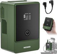 Аккумулятор NEEWER V-mount PS099E, 6800 мА·ч, 99 Вт·ч, 14,5 В, Mini V-образный замок с кабелем D Tap, OLED-дисплей, быстрая зарядка, 65 Вт, выход USB C, D Tap/BP/USB A/DC для видеокамеры, монитора, видеокамеры, зеленый 1000006300