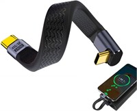 Короткий кабель KWSLIN USB C-штекер (штекер) - Type C-штекер (угол 90°), PD, быстрая зарядка, 240 Вт, 40 Гбит/с, Type C, плоский, тонкий, мягкий кабель для передачи данных для ноутбуков, смартфонов, внешних аккумуляторов, игровых консолей 1000006305