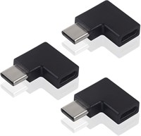 Комплект из 3 адаптеров USB-C с прямым углом, удлинительный кабель USB-C 10 Гбит/с (штекер-гнездо), адаптер Type-C с углом 90 градусов для быстрой передачи данных, зарядки, внешнего аккумулятора, ноутбука, телефона, коммутатора, прочного алюминиевого корп 1000006313