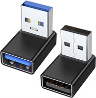 Комплект из 2 адаптеров USB 3.2 90 градусов, U-образный разъем USB A «папа-мама» 10 Гбит/с, поддержка передачи данных, зарядка OTG 3A для ПК, ноутбука, зарядного устройства USB A, внешнего аккумулятора и многого другого (90 U+D (B)) 1000006320