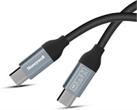 Кабель Honeywell USB 3.1 Type C – Type C, 1,2 м (4 фута), максимальная выходная сила тока 5 А, 100 Вт, QC 3.0, быстрая зарядка, совместим с устройствами Apple, смартфонами, ноутбуками, внешними аккумуляторами, планшетами, наушниками, колонками, черный 1000006325