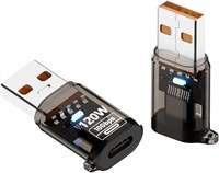 Адаптер HTGuoji USB 3.2 Digital Display A (штекер/гнездо USB-C) OTG, 10 Гбит/с, мониторинг мощности в режиме реального времени, быстрая зарядка до 120 Вт для ноутбуков, внешних аккумуляторов и других устройств USB-A (2 шт.) (черный) 1000006337