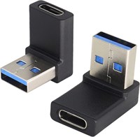 AAOTOKK Угловой USB 3.0 A USB C адаптер 90 градусов USB 3.0 A папа - USB Type C мама (OTG) для ПК, ноутбука, внешнего аккумулятора, зарядного устройства и других устройств USB и Type C (UP-черный) 1000006343