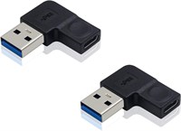 Адаптер Duttek USB C - USB, адаптер USB C (мама) - USB (папа), левый угловой (90 градусов) адаптер USB 3.0 (папа) - USB C, совместимый с ноутбуком, ПК, зарядным устройством, внешним аккумулятором, Mini Pro Max и т. д., комплект из 2 шт. 1000006345