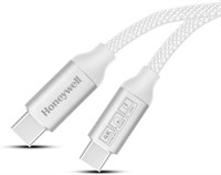 Кабель Honeywell USB 3.1 Type C – Type C, 1,2 м (4 фута), максимальная выходная сила тока 5 А, 100 Вт, QC 3.0, быстрая зарядка, совместим с устройствами Apple, смартфонами, ноутбуками, внешними аккумуляторами, планшетами, наушниками, колонками, белый 1000006347