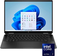 Ноутбук HP 2024 Spectre x360 2-в-1 с сенсорным экраном 14 дюймов (2880 x 1800), 16-ядерным процессором Intel Evo Core Ultra 7 155H, графикой Arc, 16 ГБ LPDDR5, твердотельным накопителем на 1 ТБ, Thunderbolt 4, Wi-Fi AX BT, веб-камерой BL KB, сканером отпе 1000005498