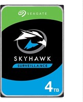 Seagate Skyhawk 4 ТБ, внутренний жёсткий диск с видеопамятью – 3,5 дюйма, SATA 6 Гбит/с, кэш 256 МБ, для системы видеонаблюдения DVR NVR (ST4000VX016) 1000006523