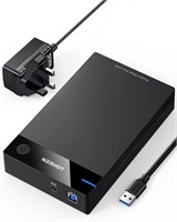 Внешний корпус для жесткого диска UGREEN 3,5" USB 3.0 - SATA с адаптером питания, совместимый с жесткими дисками 3,5" и 2,5", WD, Seagate, Toshiba, HDD, SSD 10 ТБ, разъем UASP-UK, подключение без инструментов 1000006592