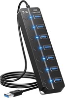 ONFINIO USB Hub 3.0, 7-портовый USB-концентратор-разветвитель с индивидуальными выключателями и индикаторами, кабель длиной 3,2 фута/1 м, совместимый с MacBook, ноутбуком, Surface Pro, PS4, ПК, флеш-накопителем, мобильным жестким диском 1000006634
