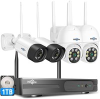 Hiseeu PTZ Camera+Bullet Camera- 8CH Wireless Security Camera System,3MP Wireless CCTV System With 2-Way Audio,Remote View,IP66 Waterproof,Color Night Vision,Motion Detect&App Alert,1TB HDD Included 1000006639