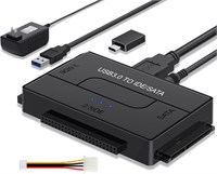 USB 3.0 to SATA and IDE Adapter, External Hard Drive Ultra Recovery Converter Kit for Universal 2.5 3.5 IDE and SATA HDD SSD, 5.25-inch DVD/CD-ROM Optical Drive, Included Power Adapter, Easy to Use 1000006652