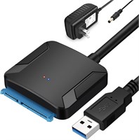 Адаптер SATA - USB, кабель USB 3.0 - SATA для 3,5-дюймового твердотельного накопителя (SSD) с жестким диском SATA III, поддержка UASP с блоком питания 1000006674