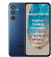 Samsung Galaxy M35 5G (Moonlight Blue, 6 ГБ ОЗУ, 128 ГБ встроенной памяти) | Corning Gorilla Glass Victus+ | Оценка AnTuTu 595K+ | Камера охлаждения с паровым охлаждением | Аккумулятор 6000 мА·ч | Дисплей Super AMOLED 120 Гц | Без зарядного устройства 1000006732