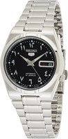 Мужские часы Seiko с чёрным циферблатом и браслетом из нержавеющей стали — Snk063J5, серебристый ремешок, аналоговый дисплей, Snk063J5 1000006869
