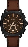 Мужские наручные часы Fossil Machine Chronograph из нержавеющей стали, коричневая кожа/черный, 44 мм, современные 1000006880