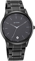 Мужские аналоговые часы Titan с черным циферблатом и металлическим корпусом - 1806Nm01, цвет ремешка - черный 1000006883