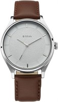 Мужские аналоговые часы Titan Neo с белым циферблатом - 1802SL13, натуральная кожа, коричневый ремешок 1000006909