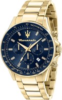 Мужские аналоговые кварцевые часы Maserati Gold Steel, золото, хронограф 1000006920