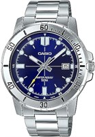 Мужские часы Casio MTP-VD01D-2EVUDF. Синий циферблат, серебристый ремешок. 1000006955