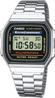 Часы Casio Unisex A168WA-1WDF с серо-чёрным циферблатом и серебристым ремешком 1000007029