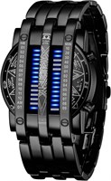 MAKINGTEC Binary Matrix Blue LED цифровые часы мужские классические креативные модные наручные часы с черным покрытием 1000007088