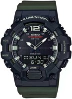 Мужские часы Casio HDC-700-3AVDF с чёрным циферблатом и зелёным ремешком 1000007098