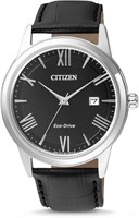 CITIZEN - Мужские аналоговые часы - Часы - Сталь - Кожаный ремешок - Серебристый цвет - 40 мм 1000007111