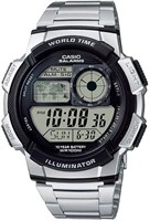 Серия Casio AE1000W | Мужские цифровые часы | Водонепроницаемость 100 м | Несколько будильников | Секундомер на 100 сек | Таймер обратного отсчёта | Карта мира для мирового времени | Светодиодная подсветка | Аналоговый ЖК-дисплей | Батарея на 10 лет 1000007132