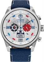 Мужские часы Citizen Eco-Drive Star Wars R2-D2 Chronograph из нержавеющей стали с ремешком из кордуры, серебристый циферблат (модель: CA4219-03W) 1000007149