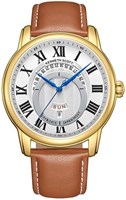 Мужские часы Kenneth Scott Seiko VJ33 с аналоговым дисплеем и кожаным ремешком — K24020-GLEW, коричневые 1000007156