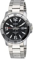Мужские часы Casio MTP-VD01D-1BVUDF с чёрным циферблатом и серебристым ремешком 1000007201