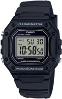 Мужские часы Casio W-218H-1AVDF с чёрным циферблатом и чёрным ремешком 1000007348