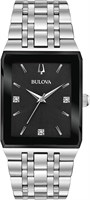 Мужские современные кварцевые часы Bulova Quadra из нержавеющей стали с тремя стрелками и бриллиантовым циферблатом 1000007382
