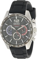 Мужские кварцевые часы Seiko, аналоговый дисплей и резиновый ремешок, SSB347P1, серебристый, один размер 1000007390