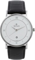 Часы-унисекс Titan Analog с белым циферблатом NL9162SL04/NR9162SL04 из натуральной кожи, чёрный ремешок 1000007404