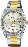Аналоговые часы CASIO для мужчин с двухцветным браслетом из нержавеющей стали – серебро и золото, браслет 1000007416