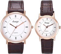 Парные часы JewelryWe, аналоговые кварцевые часы Partner Friendship, классические, простые, с кожаным ремешком, для пар, для мужчин и женщин, черные/коричневые 1000007495