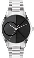 Аналоговые кварцевые часы Calvin Klein Unisex с ремешком из нержавеющей стали 25200163, черные, браслет 1000007513
