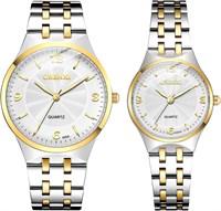 Комплект парных часов JewelryWe для него и для неё, кварцевые часы с календарем, золотисто-серебряного оттенка для мужчин и женщин 1000007551