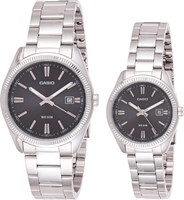 Набор аналоговых парных часов Casio His and Hers из нержавеющей стали с черным циферблатом [MTP/LTP-1302D-1A1V] 1000007557