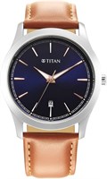 Мужские часы Titan с синим циферблатом и кожаным ремешком 1000007593