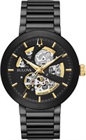 Мужские современные автоматические часы Bulova с тремя стрелками, циферблатом с открытой апертурой и стеклом от края до края 1000007620