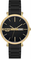 Оригинальные мужские часы Omax с черным ремешком из нержавеющей стали, золотого цвета, 41 мм, круглые аналоговые наручные часы с датой и временем, 100% водонепроницаемые, для деловой и повседневной одежды, подарки, сделано в Японии, гарантия 1 год 1000007628